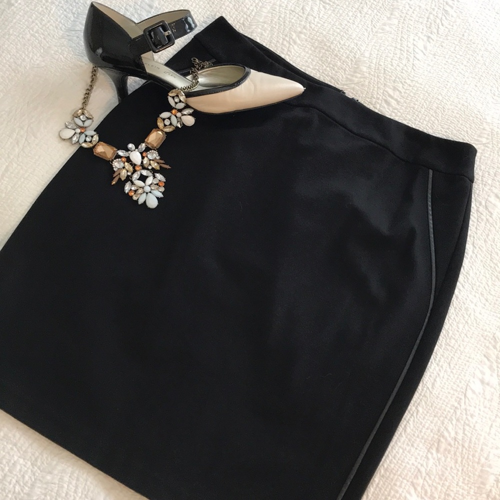 NWT Talbots Leather Trim Pencil Skirt 8P